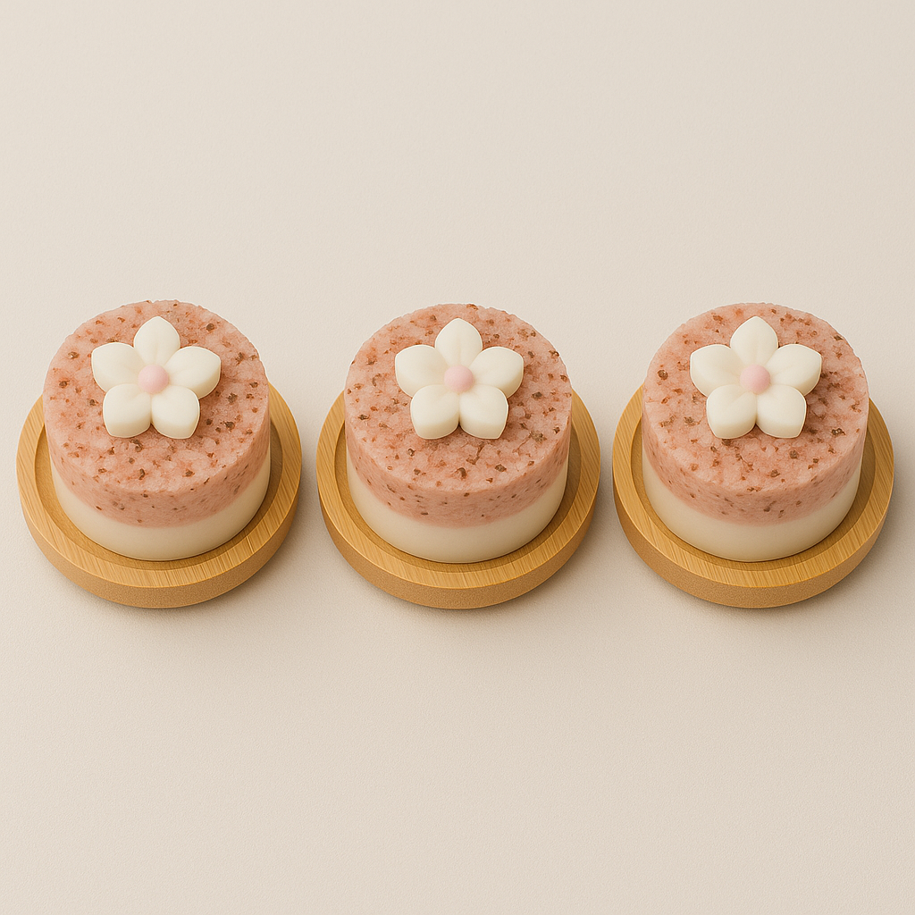 Pink Salted Coconut - Exfoliating Soap Bar with Wooden Dish