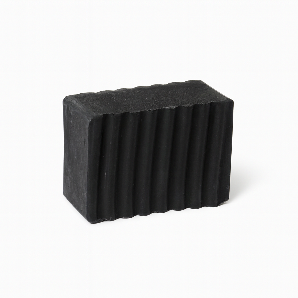 Fragrance-free black charcoal soap bar with ridged cut design – Candle & Soak