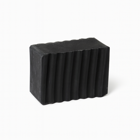 Fragrance-free black charcoal soap bar with ridged cut design – Candle & Soak