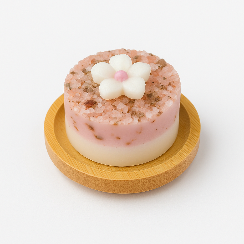 Pink Salted Coconut - Exfoliating Soap Bar with Wooden Dish