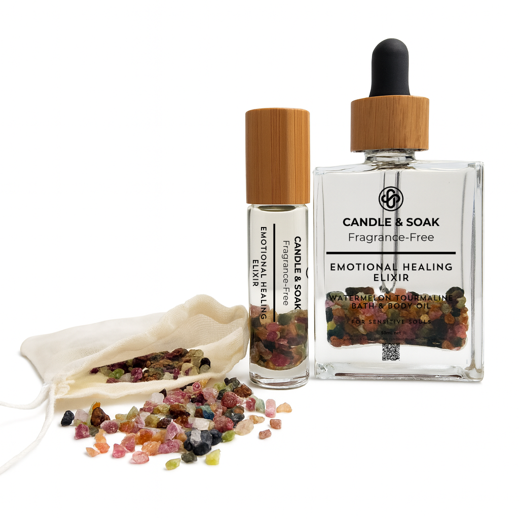 Emotional Healing Elixir Trio – Watermelon Tourmaline Bath & Body Oil