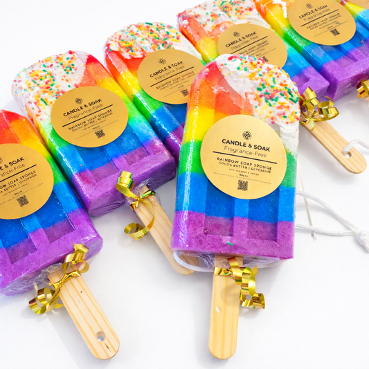 Rainbow Soap Sponge 180g | Fragrance-Free | Candle & Soak®