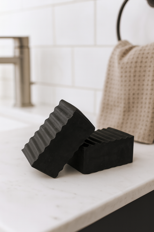 Activated charcoal bar soap, 175g, fragrance-free skincare by Candle & Soak